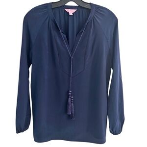Lilly Pulitzer XS EUC Navy Tassel, Silk